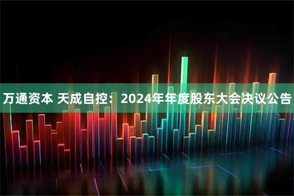 万通资本 天成自控：2024年年度股东大会决议公告